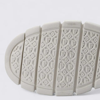 Close-up of a textured shoe sole on a light gray background