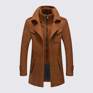 Stand-Collar Button-Front Coat for Men