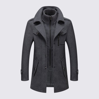 Stand-Collar Button-Front Coat for Men