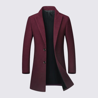Title: Notched-Lapel Two-Button Coat for Men